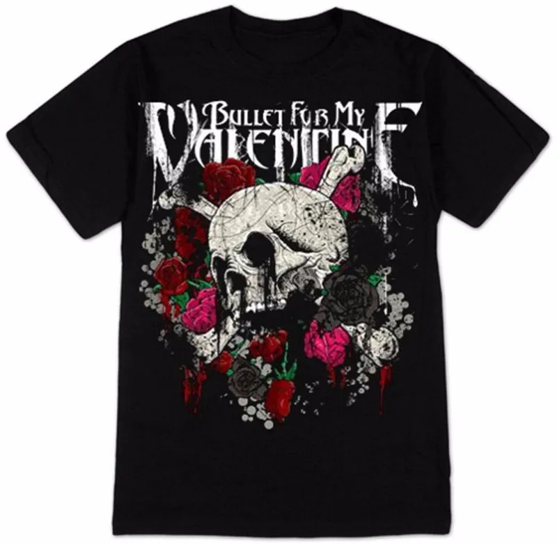 T Shirt Printing Online Men'S O-Neck My Valentine Skull Roses Short Sleeve Office Tee | Мужская одежда