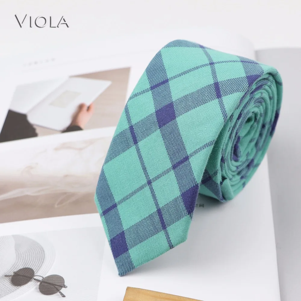 

Spring Plaid Super Soft Neck Tie High Quality Comfortable 100% Cotton Stripted Necktie Tuxedo Party Tie For Men Gift Accessory