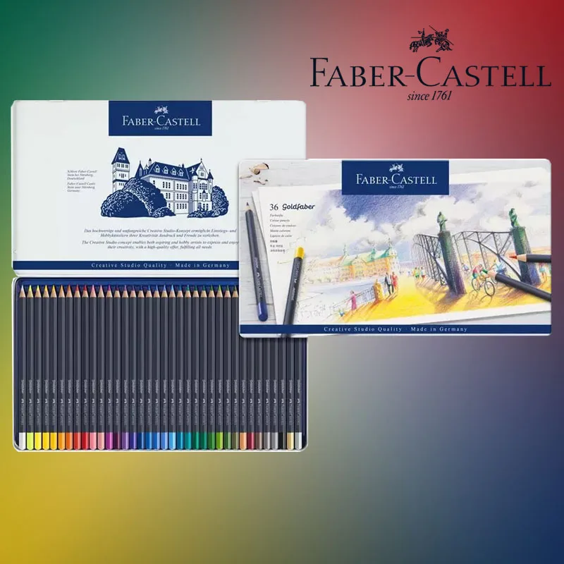 Оригинальный Faber Castell Goldfaber цветные гексагональные карандаши олова 36 Набор