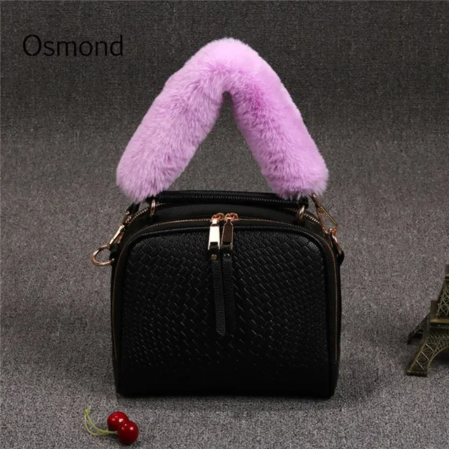 Osmond 40cm Short Handbag Strap Faux Fur Bag Handle Mink Replacement Osmond 40cm Short Handbag Strap Faux Fur Bag Handle Mink Replacement For Purse Belts
