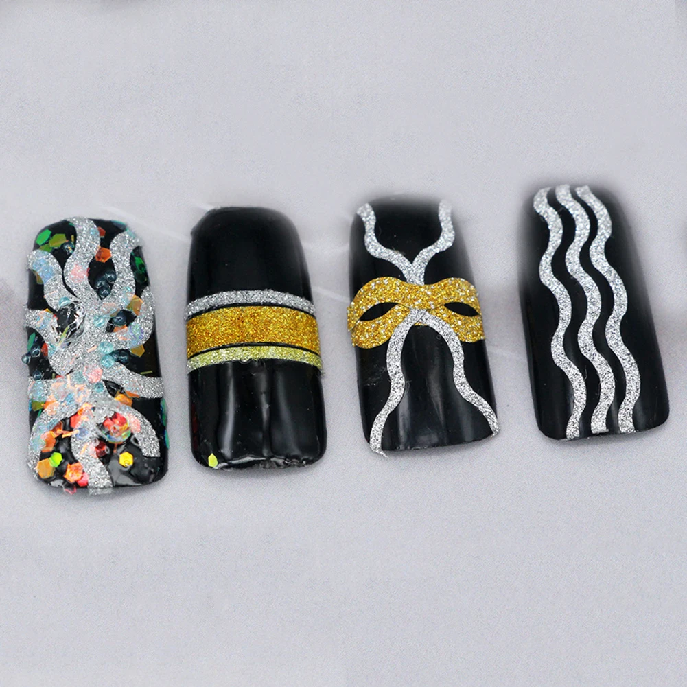 Скучный польский прямой линией/волна/зазубренный узор Дизайн ногтей Стикеры DIY маникюр
