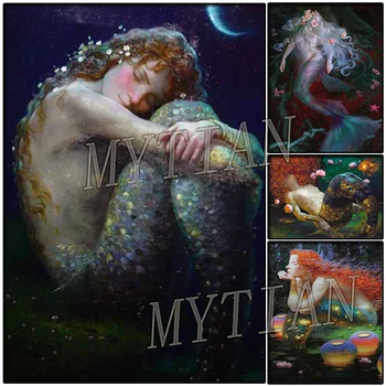 

"Fantasy girl"room decor Embroidery Pattern full square/round drill 5D DIY diamond painting Mermaid Cross stitch mosaic sticker