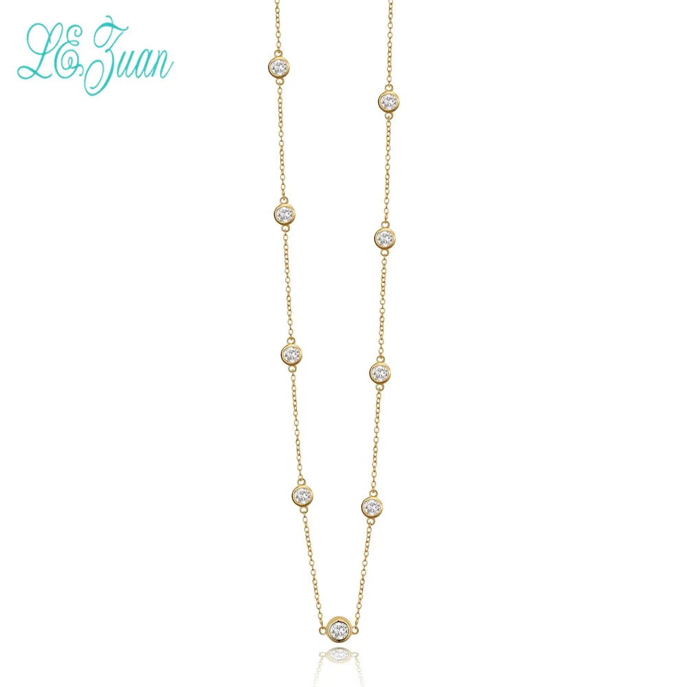 

l&zuan S925 Fashion Sterling Silver Jewelry Popular Beautiful 45cm Long Zircon Necklace For Women Party Christmas Gifts