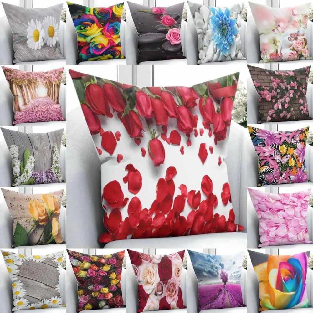 

Else Colored Roses Floral Flower Decor Home 3D Print Throw Pillow Case Covers Square Pillow case Hidden Zipper -45x45cm