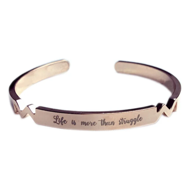 Bracelets gravé énergie Positive lettre hommes Couple Bracelet \u0026 Bracelet Cadeau Ouverture Titane Bracelet En Acier
