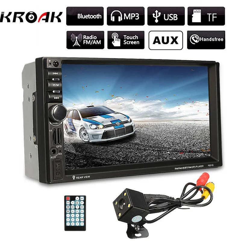 

Bluetooth Car Radio Stereo MP5 Player 2 Din 7 Inch Touch Screen Monitor With GPS Navigation Rear View Mirror Camera FM Radio