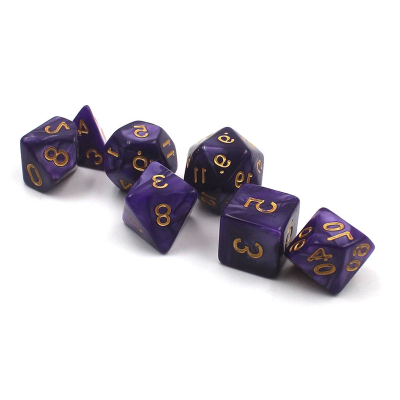7 шт. 1 Набор 4/6/8/10/12/20/% фиолетовые многогранные кости для DND RPG MTG настольная игра