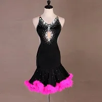 Латинский танец самба платье женское латино платье соревнование платье с кисточками латинское платье розовый черный мех Lq056 - Цвет: Прозрачный