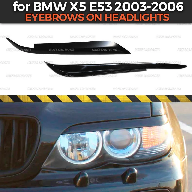 

Eyebrows on headlights case for BMW X5 E53 2003-2006 ABS plastic cilia eyelash molding decoration car styling tuning accessories
