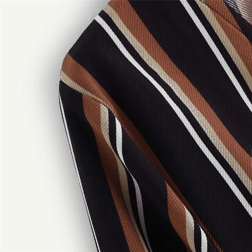 Fashion womens tops and blouses summer Autumn 2018 V Neck Long Sleeve Striped Blouse Tops Clothes Shirt camicette Y30#N  (3)