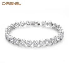CARSINEL Модный Круглый браслет с кубическим цирконием и браслеты для женщин Серебряный Цвет Ювелирные изделия Браслеты Mujer