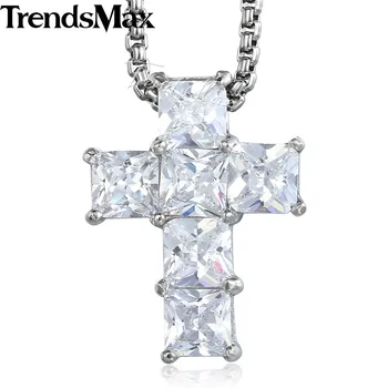 

Hip Hop Jewelry Iced Out Paved Rhinestone Men's Cross Necklaces Stainless Steel Pendant Chain Necklace Dropshipping 2018 KN543