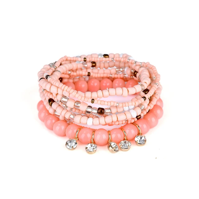 Lureme Bohemian Jewelry Beads Crystal Charms Multi Strand Textured Lureme Bohemian Jewelry Beads Crystal Charms Multi Strand Textured Stackable Bracelets Bangles For Women