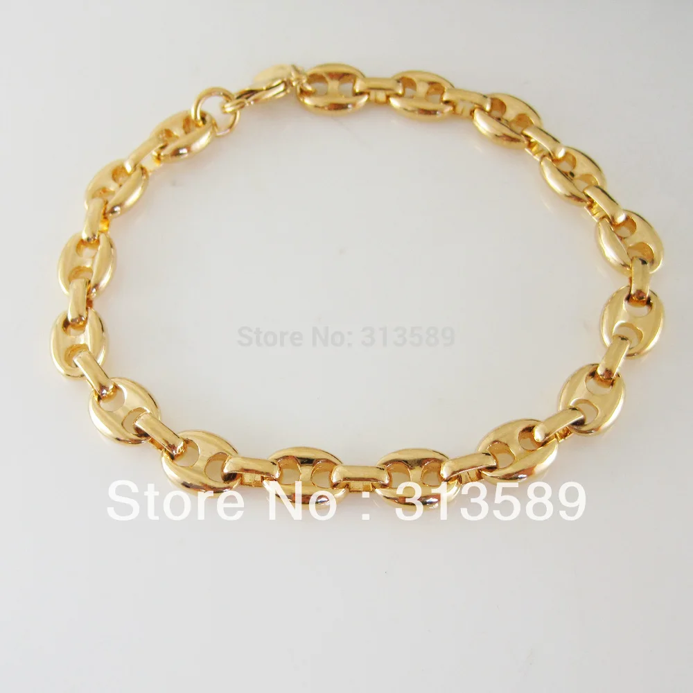 

Min order 1 PIECE- YELLOW GOLD OVERLAY LINK CHAIN 17.7" NECKLACE & 7.8" BRACELET SET/Great Gift/Great Money Maker