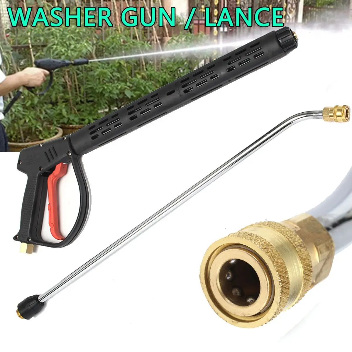 

Pressure Washer Spray-gun with Lance Handle and 1/4 Quick Connect 4000PSI