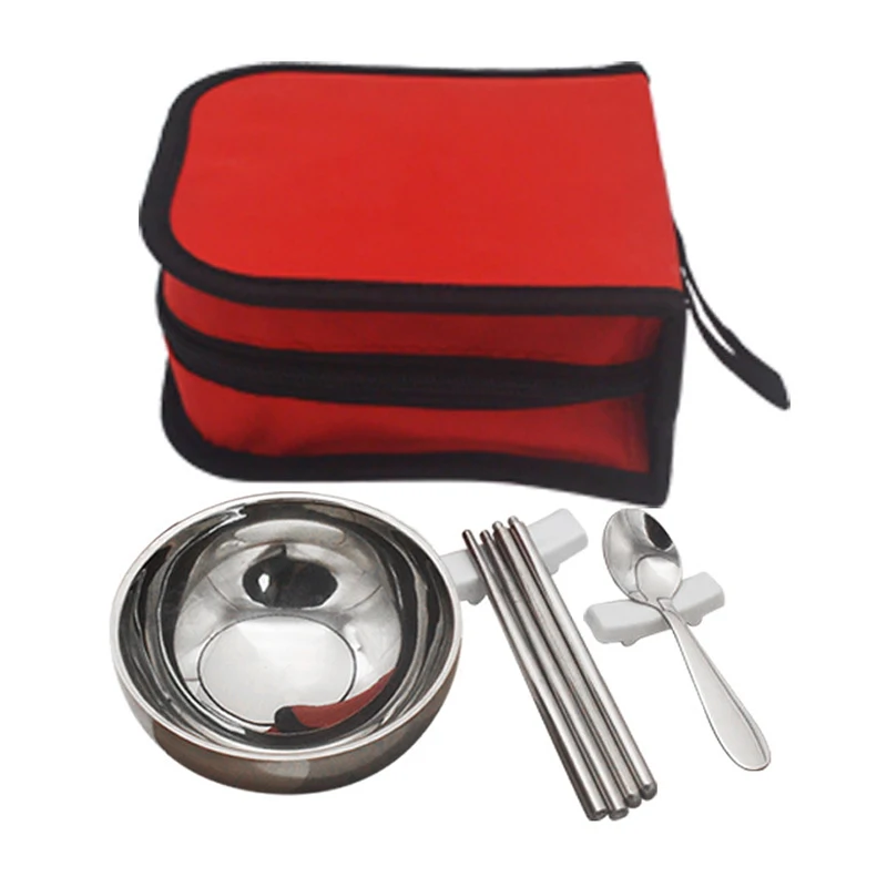 Portable Eco-Friendly Outdoor Tableware Three Pieces Of Stainless Steel Tableware Portable Eco-Friendly Outdoor Tableware Three Pieces Of Stainless Steel Tableware