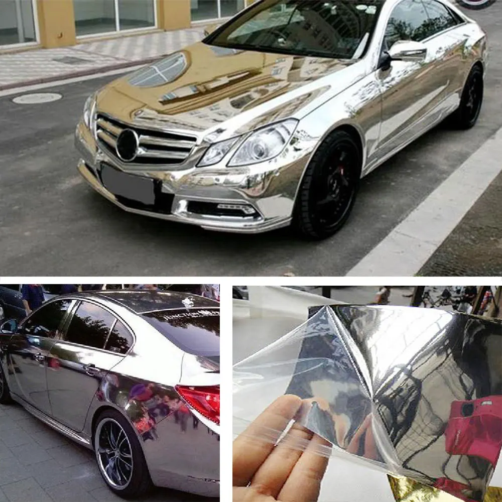 

4x60 Inches Chrome Silver Car Waterproof UV Protected Sticker Auto Mirror Vinyl Wrap Film Motorcycle Decal Sheet Car Sticker