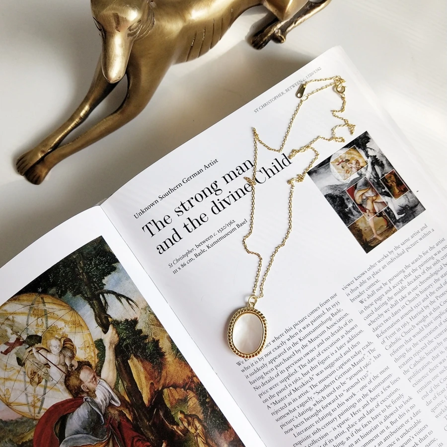 

Vintage 925 Sterling Silver Charm Pendants Tiny Link Chain Oval White Shell Pendant Necklace Retro Gold Chokers Women Party Gift