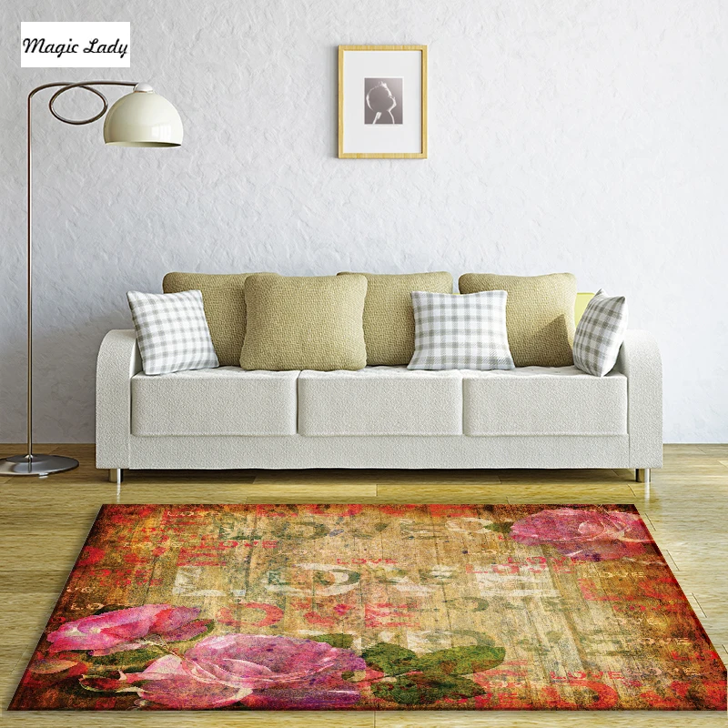 Carpet Vintage Scratchy Bedroom Floral Decoration Aged Blossoms Roses ...