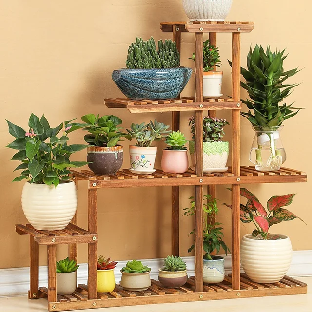 Wood 4 Tier Flower Pot Racks Home Garden Decor Etagere Plant Wood 4 Tier Flower Pot Racks Home Garden Decor Etagere Plant Display Shelf Planter Stand