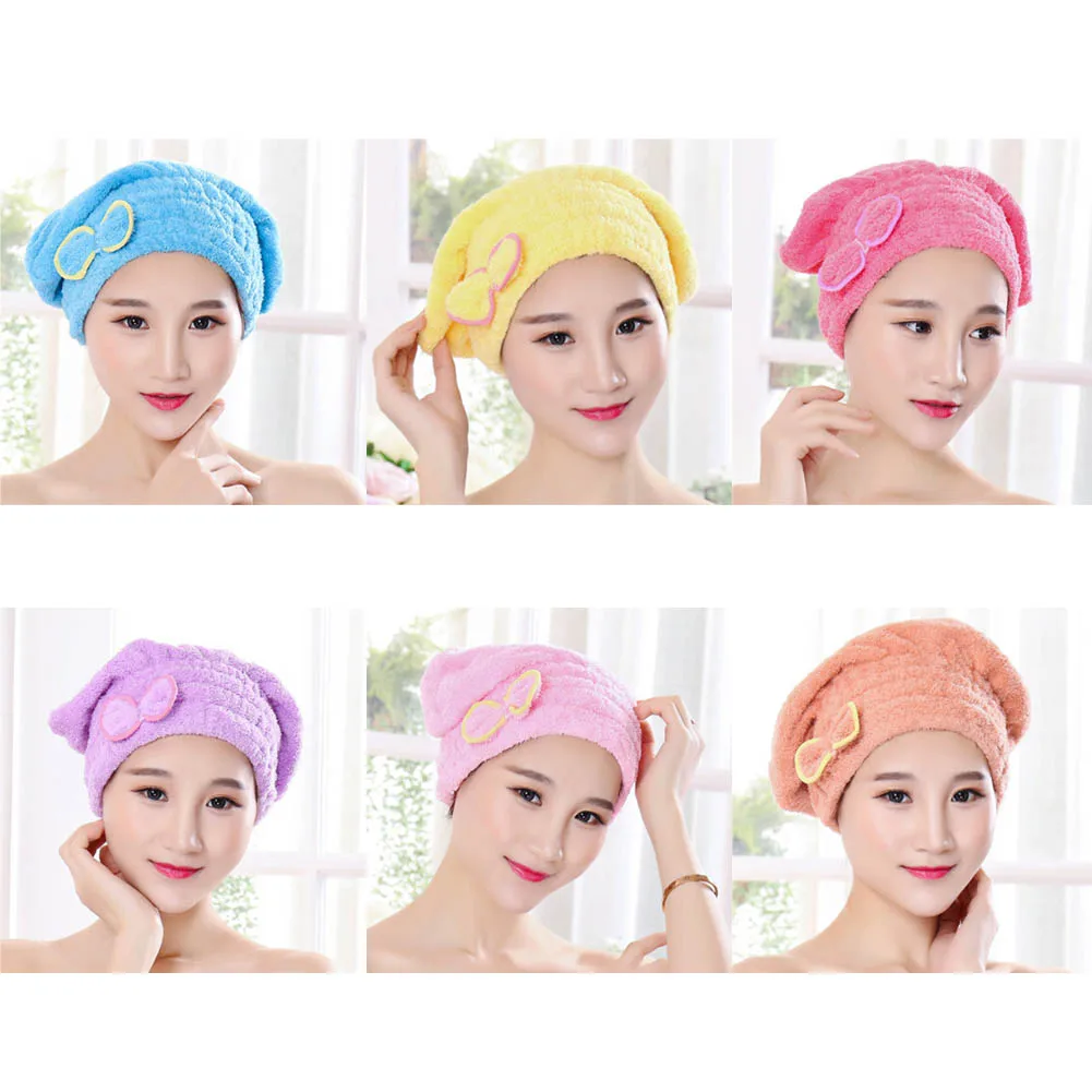 Microfiber Quick Drying Hair drying Towel Bowknot Bath Cap Strong Water