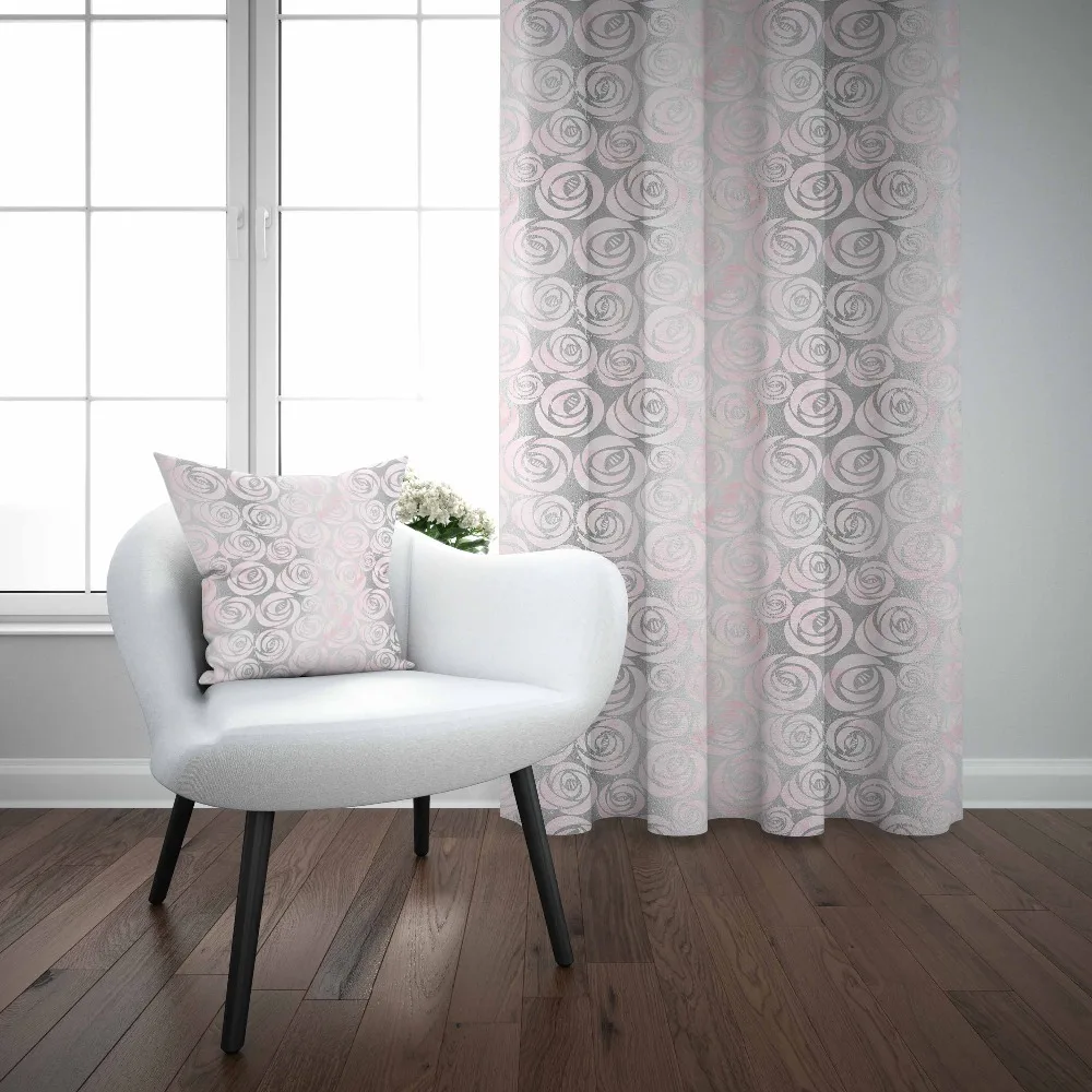 

Else Gray Pink Modern Retro Roses Floral Nordec 3d Decor Print Living Room Bedroom 1 Panel Set Curtain Combine Gift Pillow Case