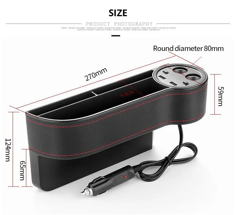 Коробка для хранения автомобильного сиденья, органайзер, двойное USB зарядное устройство, адаптер для прикуривателя, аксессуары для интерьера для hyundai Creta Tucson i30 ix35