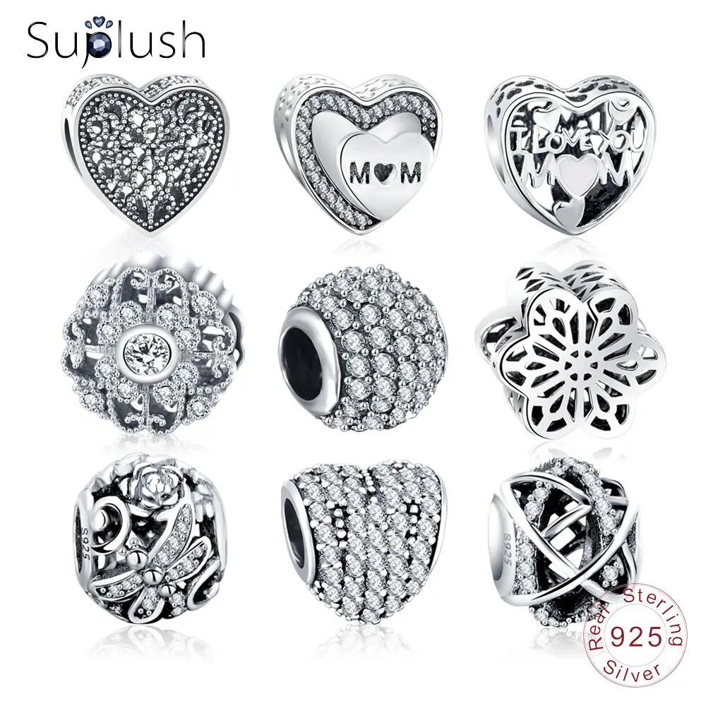 Suplush Лидер продаж Multistyles Аутентичные 100% стерлингового серебра 925 Винтаж бусинами