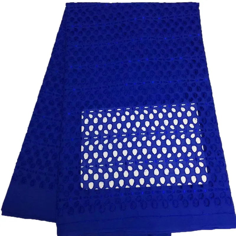 

Newest 5 Yards Embroidery Paper Lace Cotton Design Royal Blue African Wedding Dress Laser Cut Lace Fabric X756-7