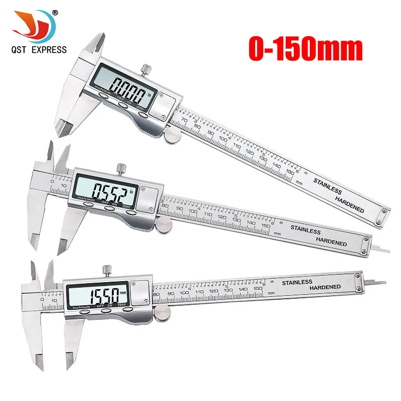 comprar QST Polegadas De Metal EXPRESSO 150mm de Aço Inoxidável Eletrônico Digital Vernier Caliper Micrômetro de Medição