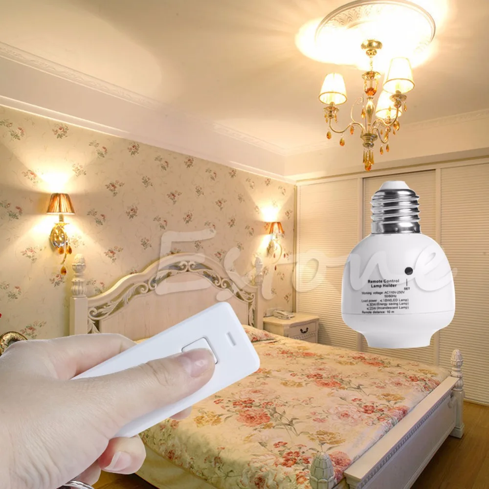 

E27 Screw 10M Wireless Remote Control Light Lamp Bulb Holder Cap Socket Switch APR11_10
