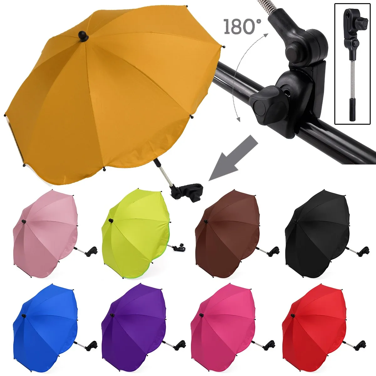 

Flexible Baby Kids Stroller Pram Umbrella UV Protection Pushchair Parasol Umbrella Clip Folder Stroller Accessories Supplies