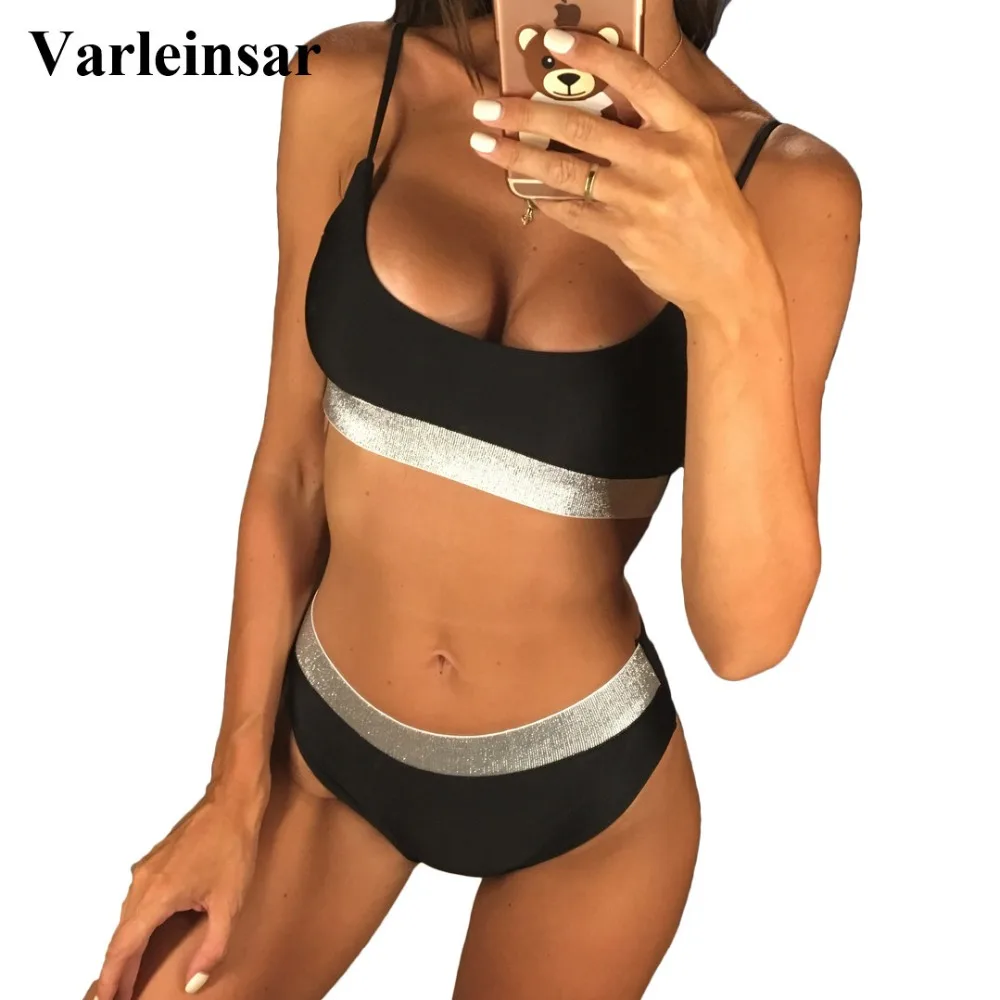 Черный белый новый женский купальный костюм бикини с высокой талией 2019 Женская одежда для плавания комплект бикини из двух предметов купальный костюм купальная леди V746-in Комплекты бикини from Спорт и отдых on Aliexpresscom  Alibaba Group