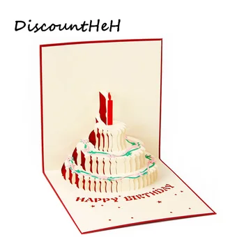 

3D Handcrafted Origami Birthday Cake Candle Design Greeting Card Envelope Invitation Card Kirigami Anniversary Up 2017