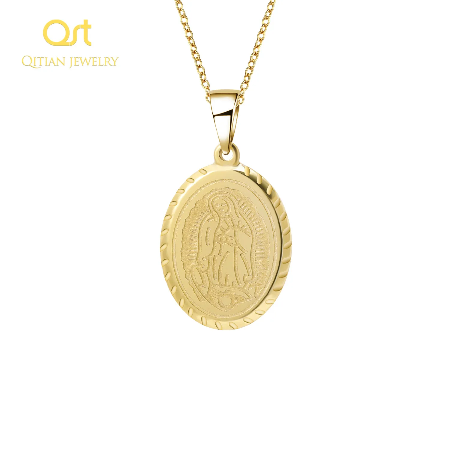 

Religious Catholic Stainless Steel Not Fade Waterproof Santa Maria Amulet Engraved (Picture Text Handwriting)