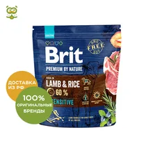 Корм Brit Premium by Nature Sensitive сухой корм для собак с чувствительным пищеварением, Ягненок и рис, 1 кг
