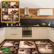 Иначе зеленые листья кофейные зерна лоскутное 3d узор печати нескользящей микрофибры кухня современные декоративные моющийся коврик мат