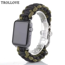 Для Apple Watch, 40 мм, 42 мм, 44 мм, 38 мм, Паракорд, браслет для выживания, нейлоновая веревка, браслет для выживания, ремешок для часов iWatch, серия 4, 3, 2, 1