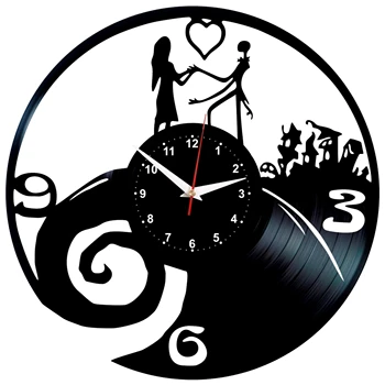 

Skellington Wall Clock Vinyl Vinyl Record Retro Clock Handmade Vintage Gift Style Room Home Decorations Great Gift Clock