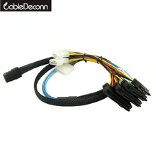 Sas Кабели SATA для жесткого диска сервера Дисплей карты мини SAS 4i SFF-8087 36Pin до 4 SAS 29Pin с волокнно-Оптической вилкой 8482 + 4pin силовой кабель длиной 1 м