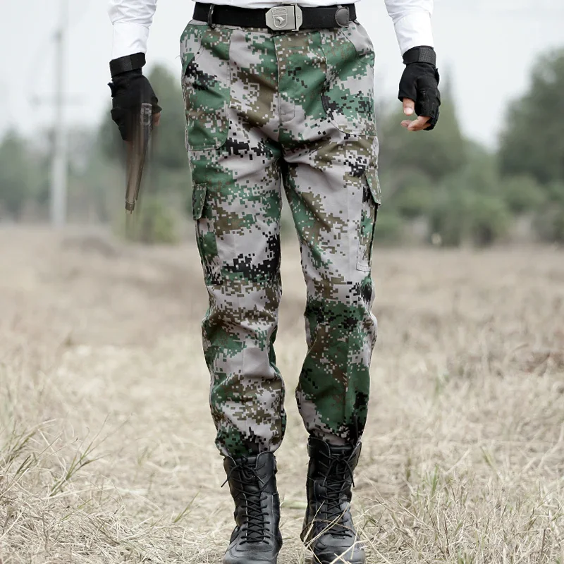Камуфляжные брюки, тактические армейские брюки, военные боевой камуфляж, брюки для спорта на открытом воздухе, повседневные брюки, Классические Карманы, мужская одежда - Цвет: Camouflage