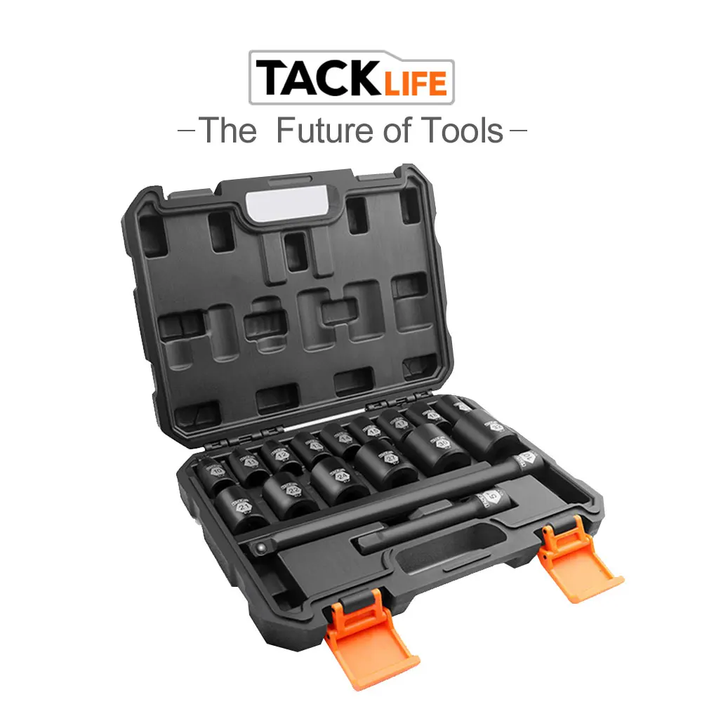 

TACKLIFE HIS3A 17PCS 1/2-Inch Drive Shallow Impact Sockets Set Metric CR-V 6-point sockets design Customized Duty Case Hand Tool