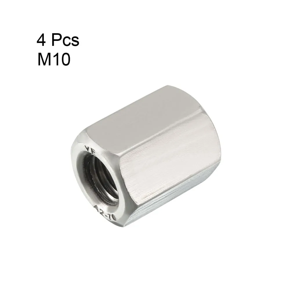 uxcell 4pcs M10 x 1mm Pitch Metric Fine Thread 304 Stainless Steel Hex Lock Nuts