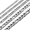 3, 4,5, 5,5, 6,5, 7,5 MM 16-30 pulgadas plata Figaro cadena 316 collar de acero inoxidable Cable de enlace cuerda langosta cierre para hombres ► Foto 1/5