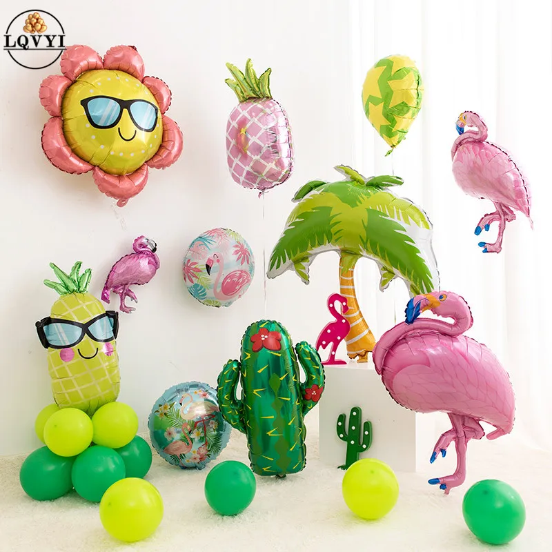 

1pc Flamingo Cactus Coconut palm tree Foil Balloons Birthday Wedding Decor Theme Summer Party Decoration Hawaii Beach balloons