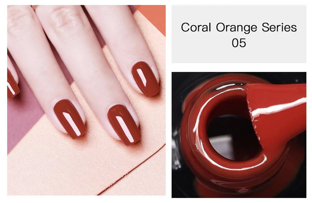 8 шт. ibdgel 15 мл популярный коралловый Оранжевый Цвет замочить от УФ светодиодный Гель-лак для ногтей