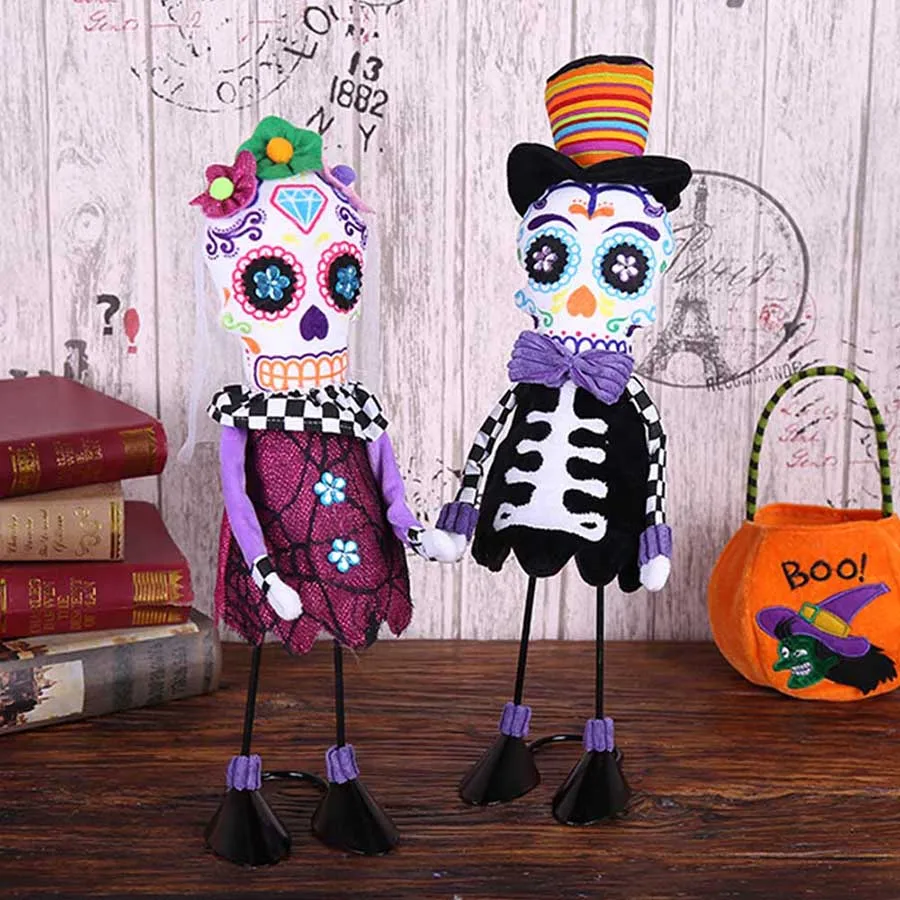 Halloween Decorate Props Ornaments Hallowmas Artificial Skull Skeleton Ghost Dolls Hanging Ornament Decoration Party Supplies (4)