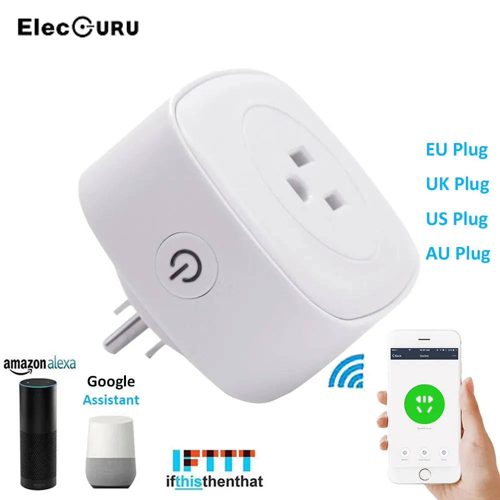 

WIFI Smart Plug Wireless Switch Voice Control Socket EU/UK/AU/US Plug With Timing Electricity Statistics For Google/Alexa/IFTTT