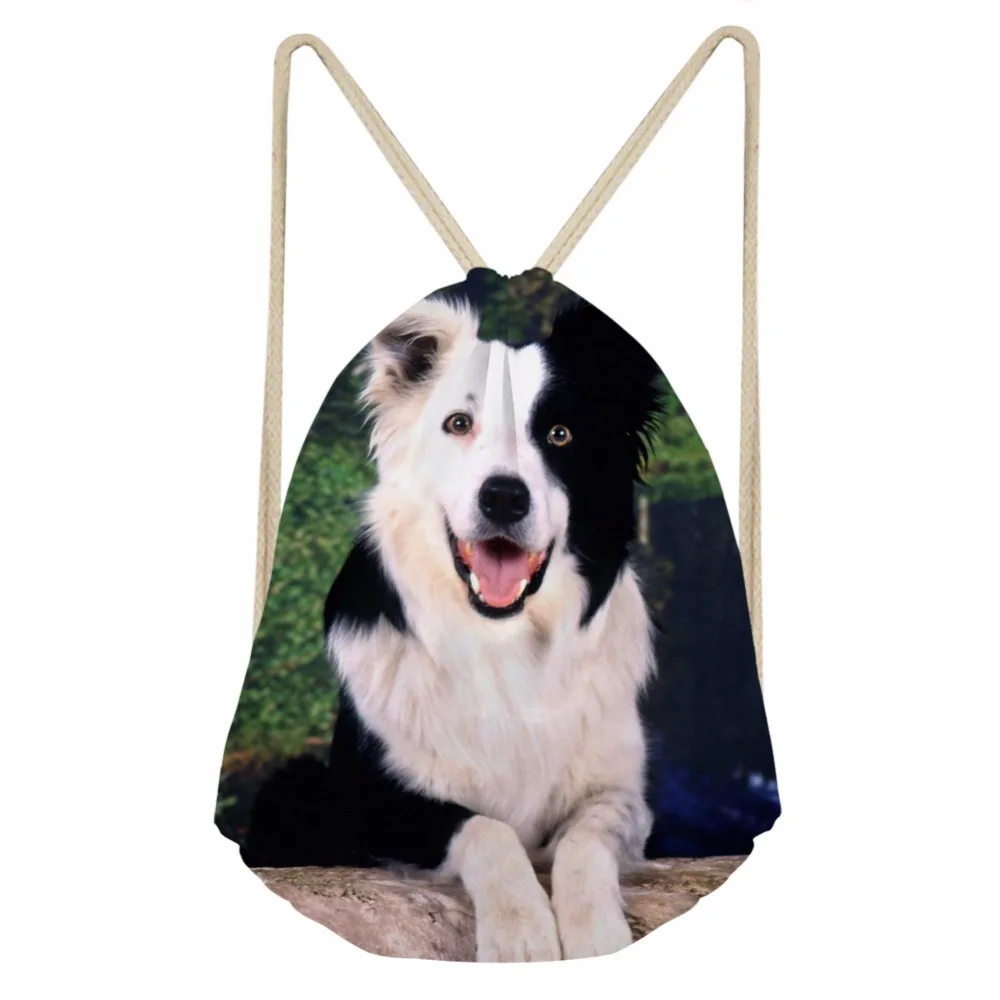 Сумки на шнурке для женщин и мужчин мягкие рюкзаки с 3D принтом милой собаки