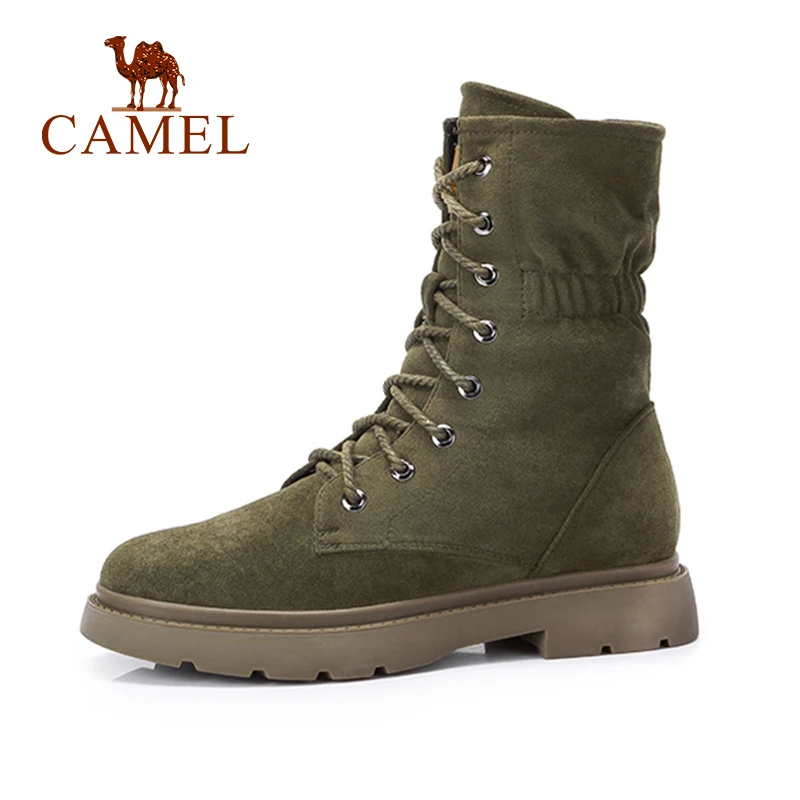 

CAMEL Fashion Short Boots Shoes Women Shoes Korean Style Martin boots Flat Heel Heel Round Head Boots Non-slip Casual Shoes
